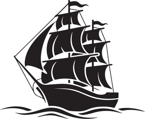 "Traditional Sailing Ship on Waves"