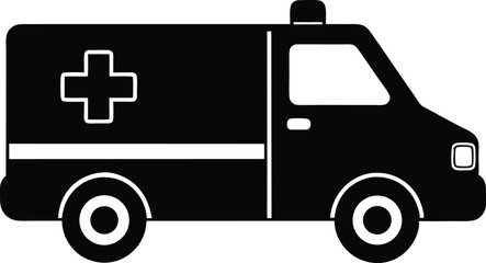Ambulance Icon Vector, Ambulance Silhouette styel