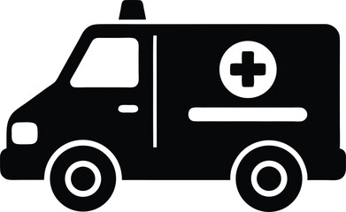Ambulance Icon Vector, Ambulance Silhouette styel