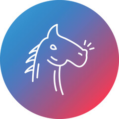 Horse Line Gradient Circle Background Icon