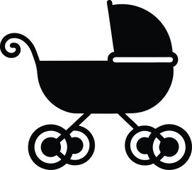Baby Carriage Icon  black silhouette vector,Baby illustration