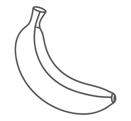 Single grey line art banana on white background fruit