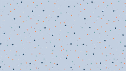 Seamless star pattern on light blue background. Cute colorful stars for kids design, baby shower, nursery, wrapping paper, textile, or pastel night sky themed projects.
