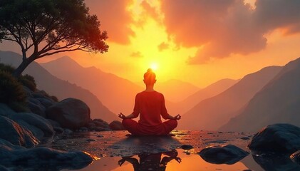 Serene Sunrise Meditation Peaceful Sanctuary of Hope and Inner Peace, Ideal for Mindfulness, Spiritual Growth, and Wellbeing Content