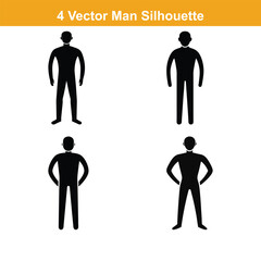 Man full body silhouette vector illustration, standing male figure profile, minimalist avatar design,