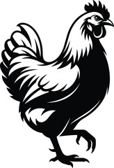 Vintage Chicken Silhouette Logo - Rustic Farm Brand Illustration