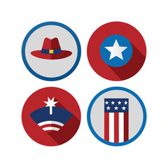 Circular badges set with patriotic july icons Vector illustration