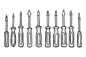 Screwdriver line art and black color