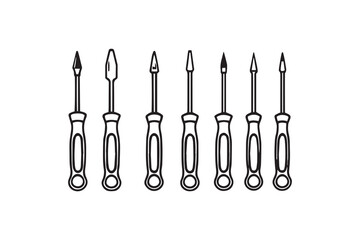 Screwdriver line art and black color