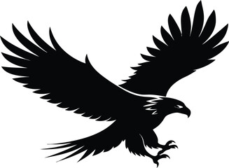 Flying Bald Eagle Silhouette vector, A Bald Eagle icon illustration