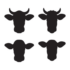 cow head cet collection pack black icon silhouette vector flat illustration design on white background