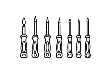 Screwdriver line art and black color