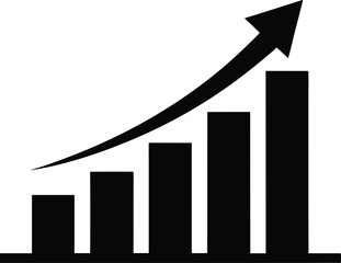 Growth bar chart, Growing graph vector, Business chart with arrow, Profit growing icon illustration