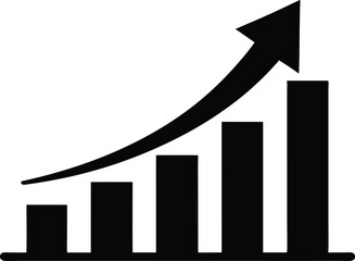 Growth bar chart, Growing graph vector, Business chart with arrow, Profit growing icon illustration