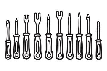 Screwdriver line art and black color
