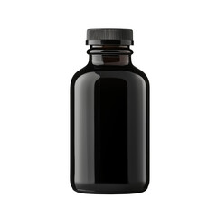 Stylish product shot featuring a sleek dark glass bottle against a black background  isolated on white or transparent png