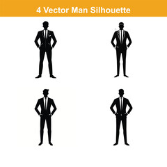 Man full body silhouette vector illustration, standing male figure profile, minimalist avatar design,