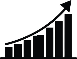 Growth bar chart, Growing graph vector, Business chart with arrow, Profit growing icon illustration