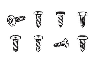 Screws line art and black color