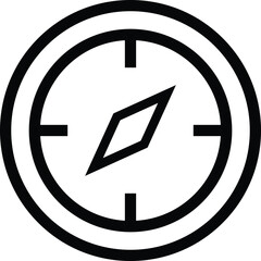 Minimalist black and white outline of a compass rose representing direction and navigation