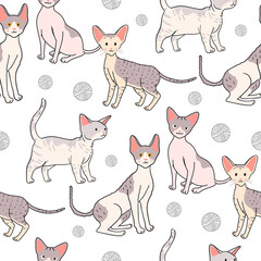 seamless pattern with sphinx cats