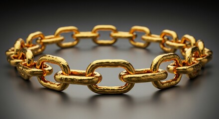 Obraz premium Golden Chain Circle on Dark Background: Strength and Unity