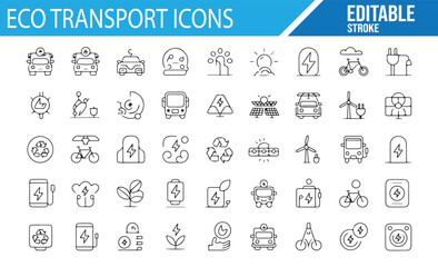 Icons Representing Electric Vehicles, Solar Panels, and Wind Energy