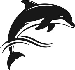 Obraz premium Dolphin Outline Silhouette - Clean Ocean Brand Logo Vector