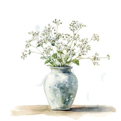 watercolor vector of A Meadow Rue In A Vase, isolated on a white background.
