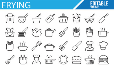 Naklejka premium Collection of Kitchen Tools, Frying Pans, and Cooking Icons