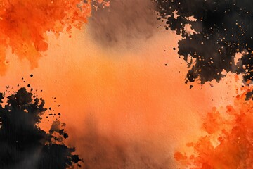 Vibrant orange and black watercolor gradient background perfect for autumn and Halloween themes