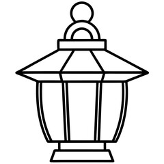 Minimal Red Lantern Outline Design