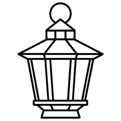 Minimal Red Lantern Outline Design