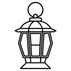 Minimal Red Lantern Outline Design