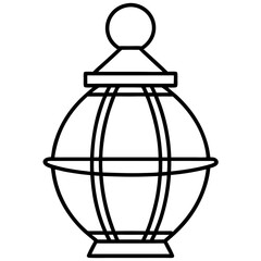 Minimal Red Lantern Outline Design
