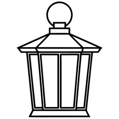 Minimal Red Lantern Outline Design