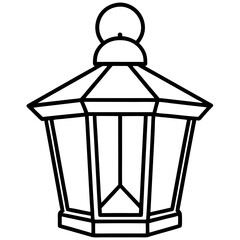 Minimal Red Lantern Outline Design