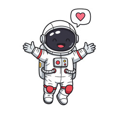Cartoon Explorer Astronaut Vector Spaceman with Hiking Gear Illustration
