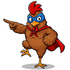Super Chicken Vector Illustration Cartoon Hero Rooster with Cape and Mask
