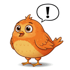 Cute Bird with Exclamation Mark Vector Illustration Attention Grabbing Cartoon Animal
