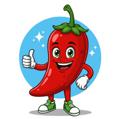 Funny Spicy Chili Pepper Character Vector Illustration