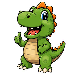 Cute Green Dinosaur Thumb Up Vector Illustration Cartoon Character