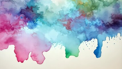 Vibrant watercolor gradient wash with blended rainbow hues and dripping paint texture on canvas backdrop, abstract art - Powered by Adobe