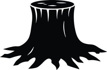 Tree stump black silhouette vector illustration,forest Tree stump icon