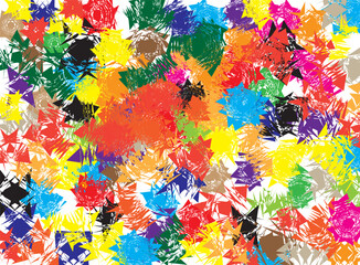 Colorful abstract design with sharp star patterns and random spiral shapes. Expressive and dynamic, creating a sense of energy and passion in a modern digital art style