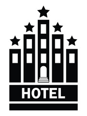 Hotel icon. Simple hotel icon, vector silhouette symbol illustration website graphic design. Flat style hotel sign symbol icon isolated on white background. Modern and editable vector illustration.