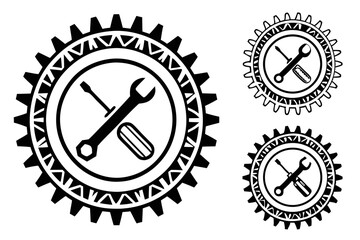 High-Quality Vector Illustration of Tools and Gears for Mechanical Repair Services