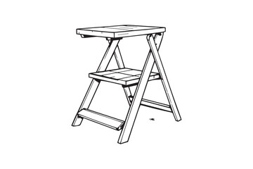 set of different type of 8 pcs Step stool line art and black color