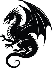 Dragon Silhouette Logo Vector - Mythical Creature Emblem