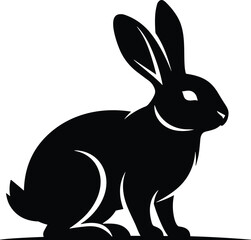 Minimal Bunny Silhouette - Elegant Rabbit Logo Vector